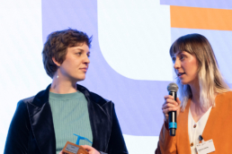 Katharina Scheidig und Kristina Steinhauf, urnfold, Auszeichnung der Kultur- und Kreativpilot*innen in der Alten Münze in Berlin, Deutschland, 19. Februar 2024